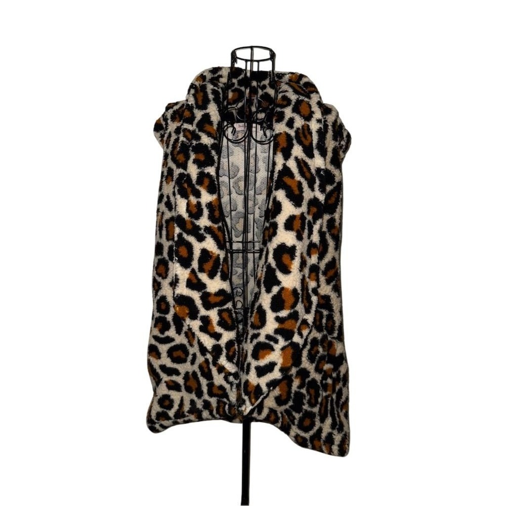 MOB WIFE Harlow &‎ Rose Women's 2XL Leopard animal Print Sleeveless Vest Sherpa